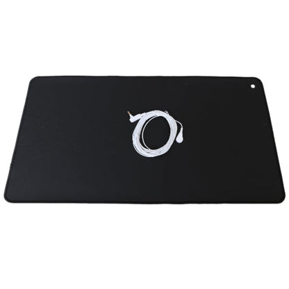 Black mat with a white cable design on a white background